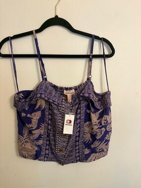 Free people Purple Floral-Print Button Cami ♥️ XL